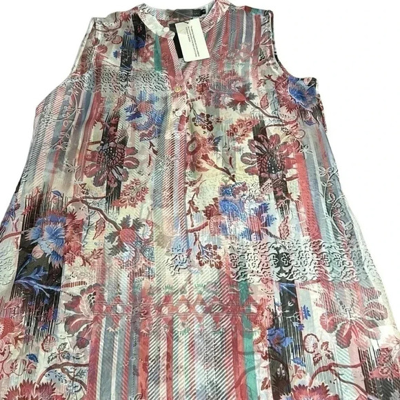 CREATION SM&MED colorful floral sheer gauze beach cover maxi dress.sleeveless - Picture 14 of 16